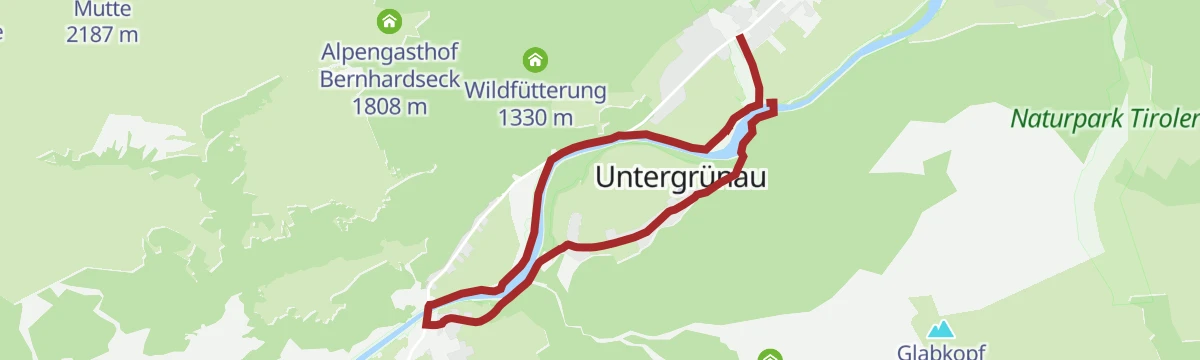 Route map: Bach - Lechwegrunde nach Elbigenalp